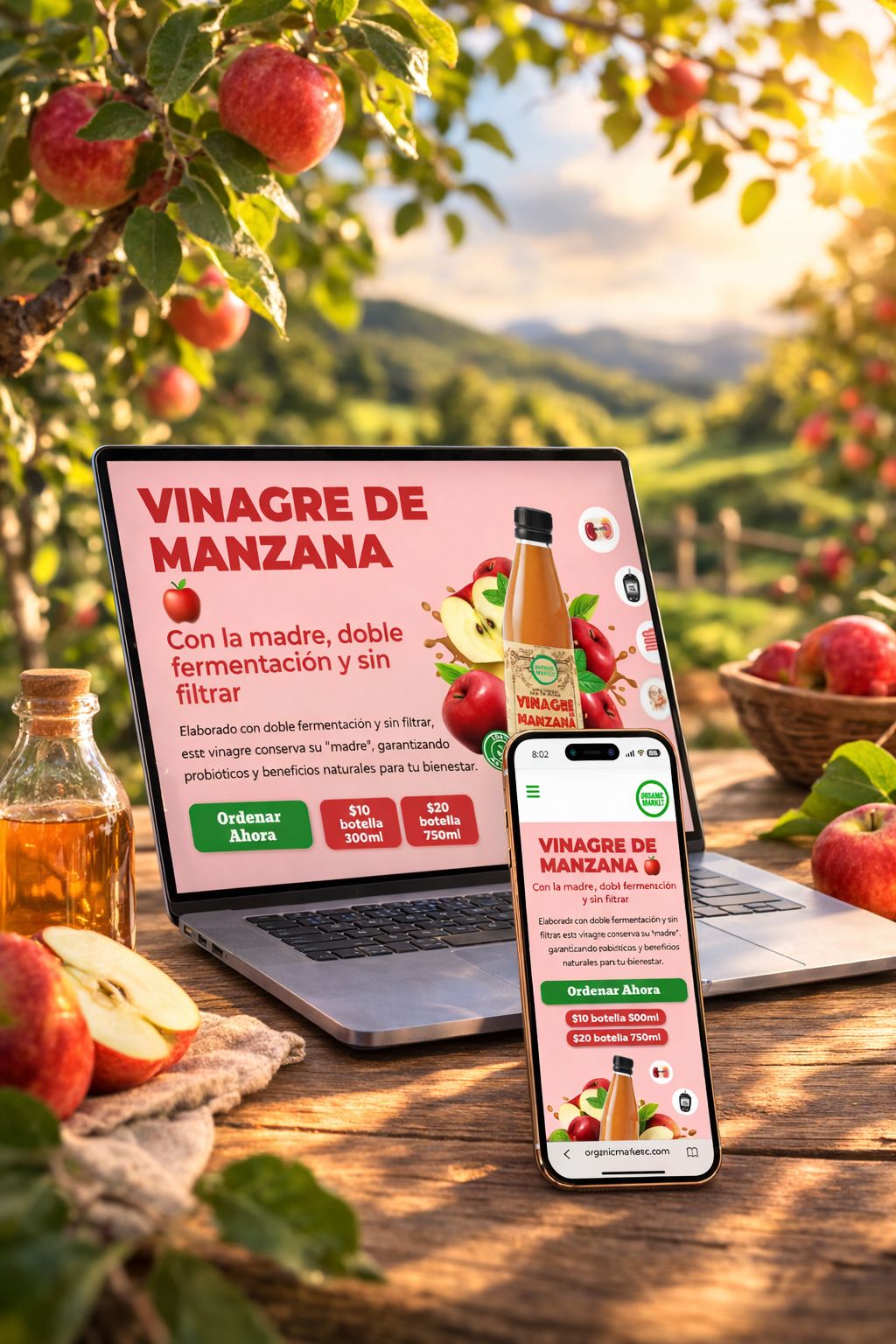 Organic Market — Landing page vinagre de manzana