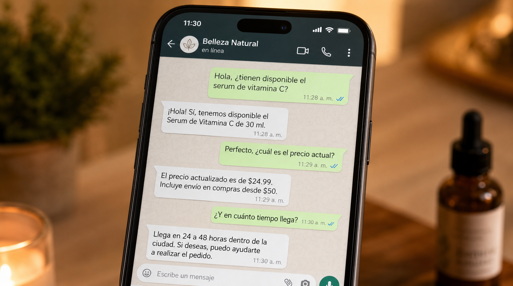 Conversación natural entre cliente y bot con inteligencia artificial en WhatsApp